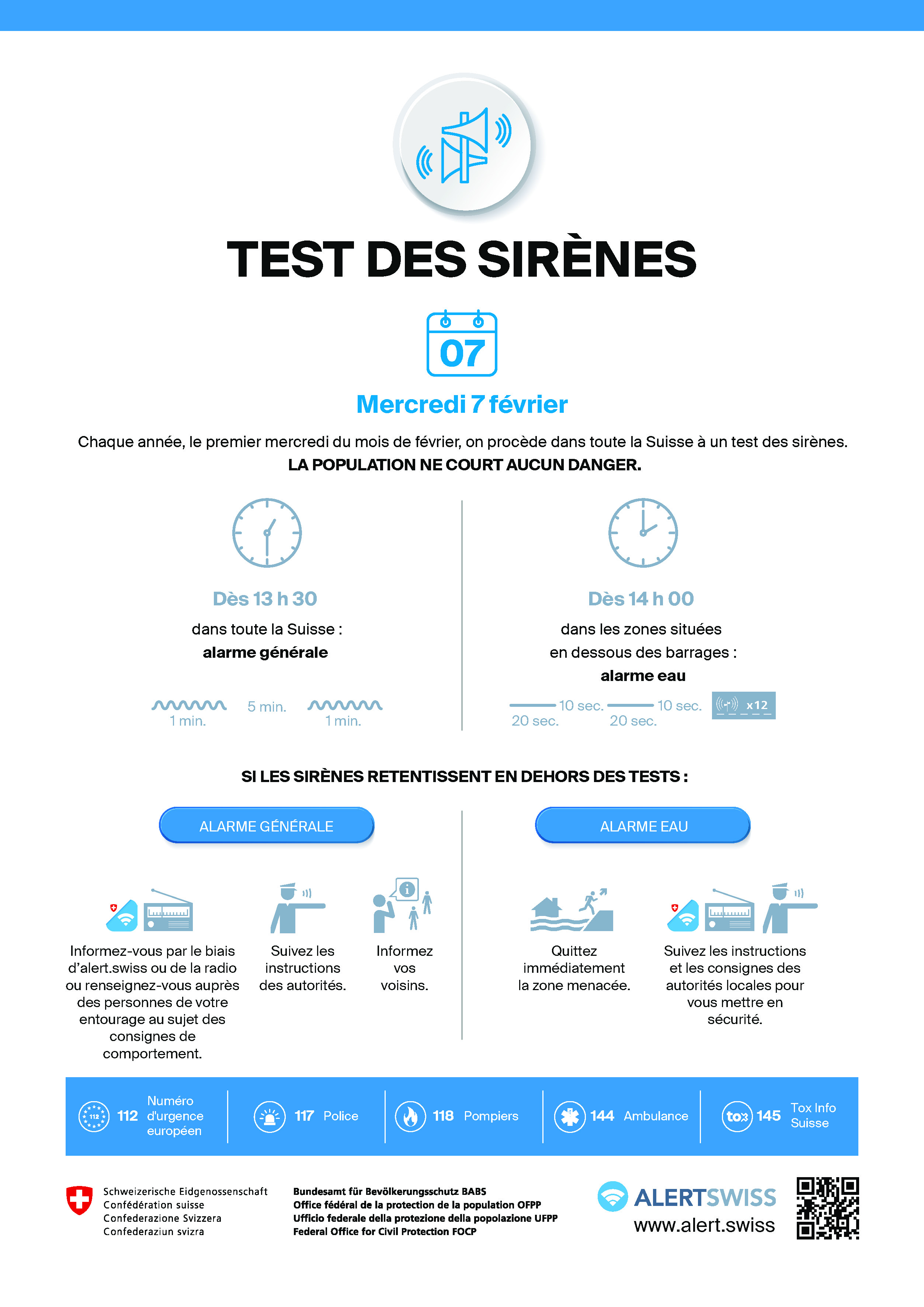 Test des sirènes d'alarme 2024 (français)