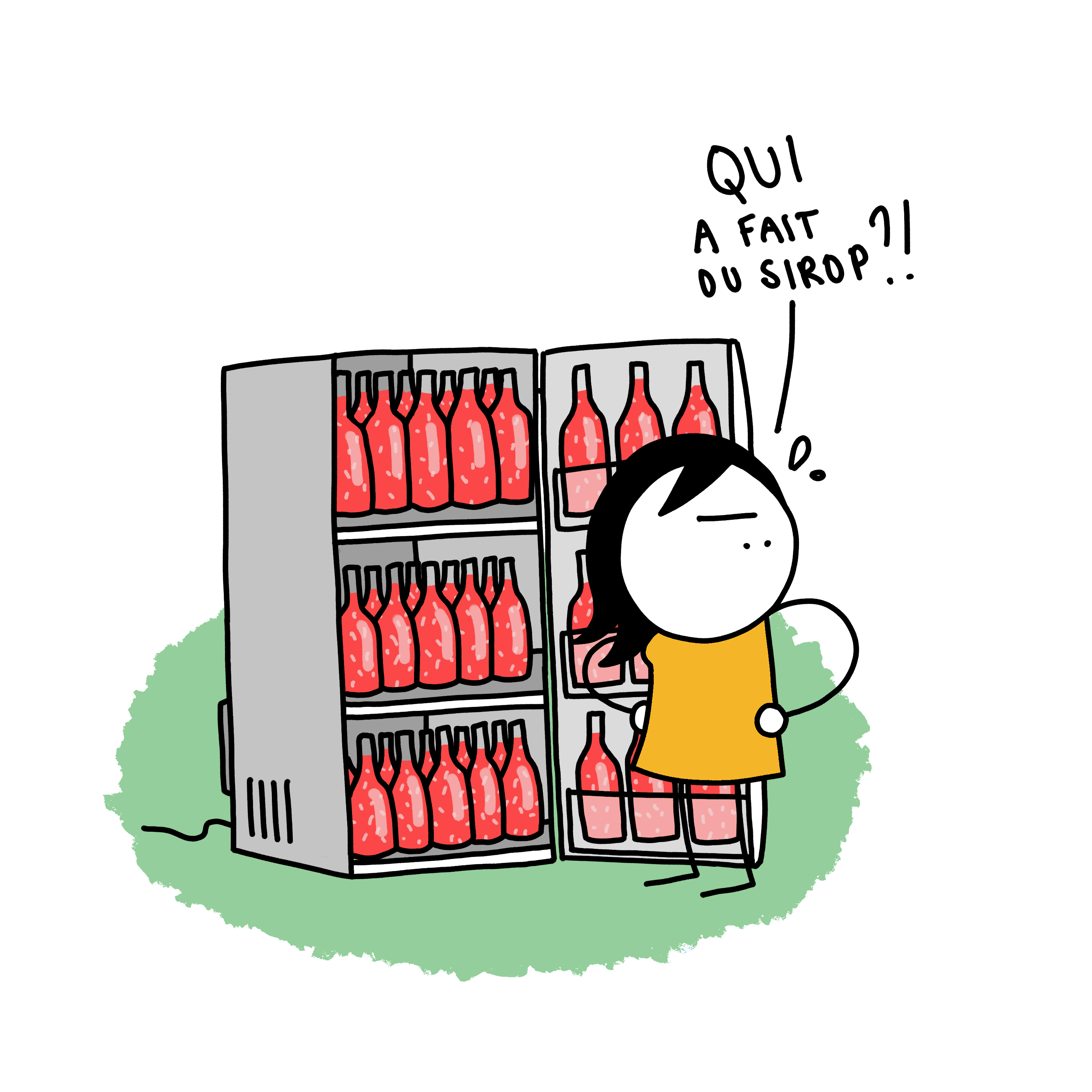 illustration - bouteilles de sirop dans un réfrigérateur
