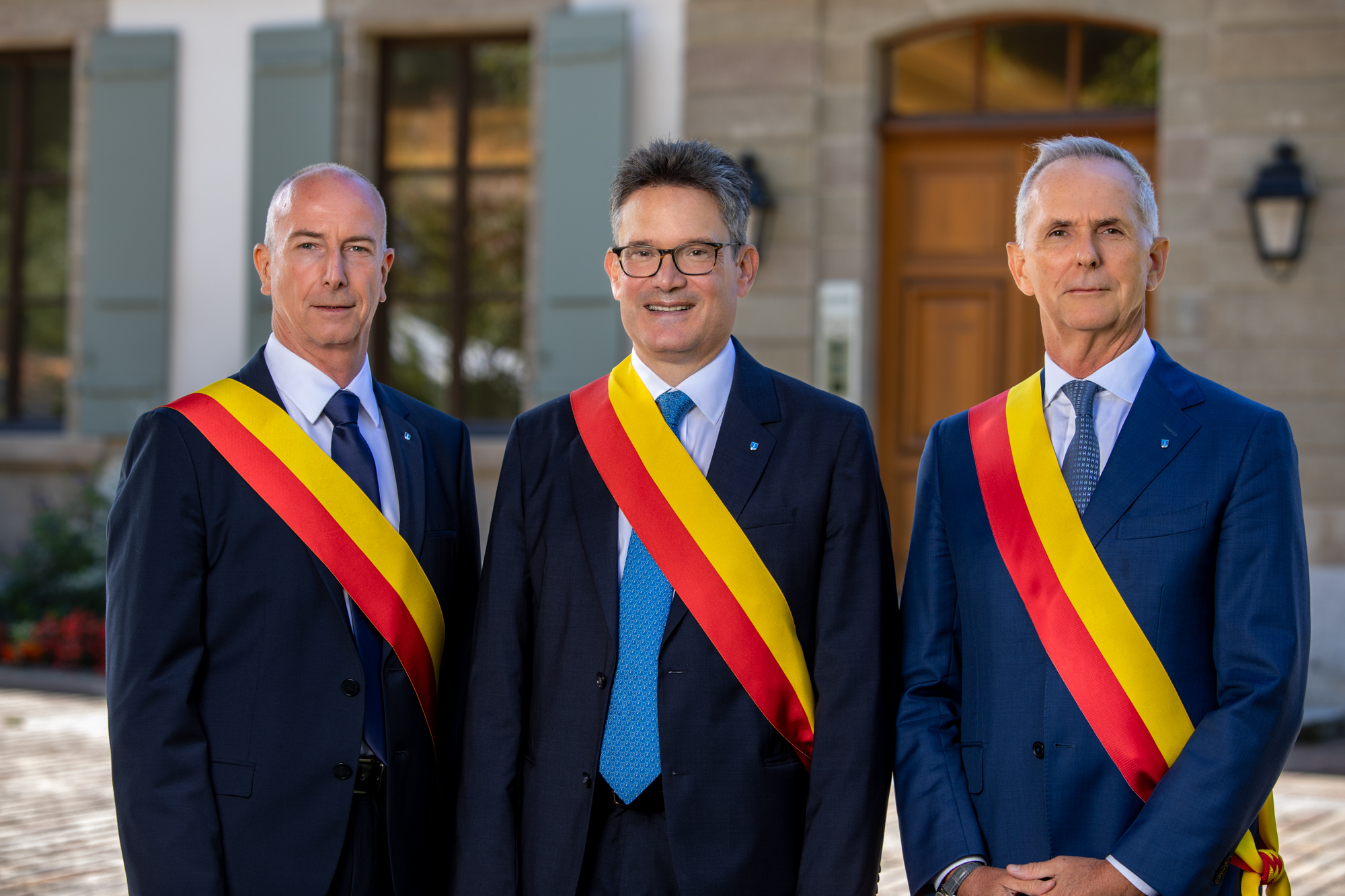Le Conseil administratif de Cologny pour la législature 2025-2030: Messieurs Bodmer, Cuendet et Hornung
