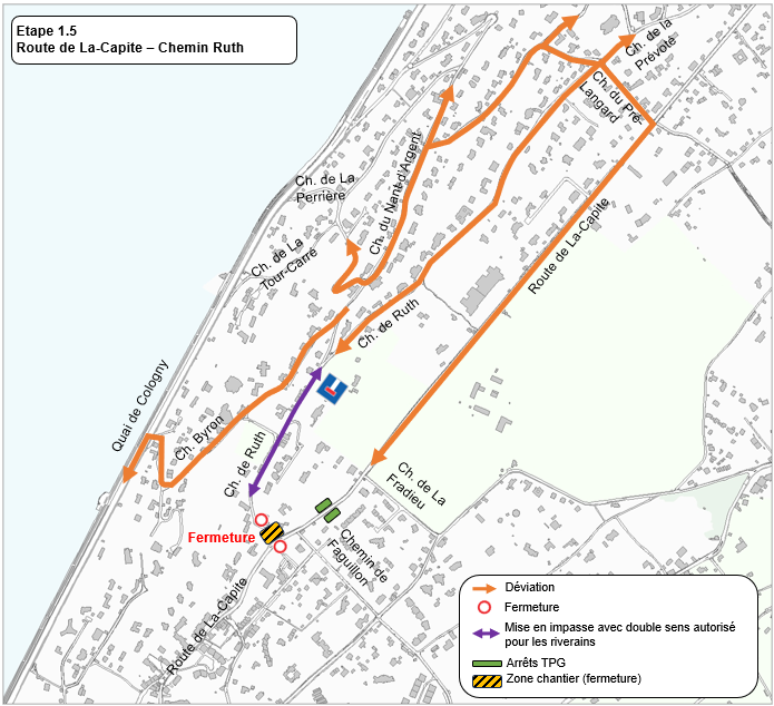 Carte des travaux à la Route de La-Capite (étape 1.5)