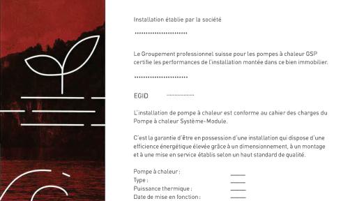 Spécimen de certificat d'installation PAC