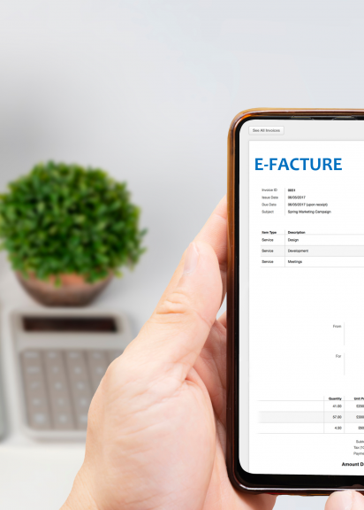 illustration d'une e-facture sur un écran de téléphone mobile