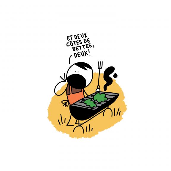 illustration - côtes de bettes sur un grill