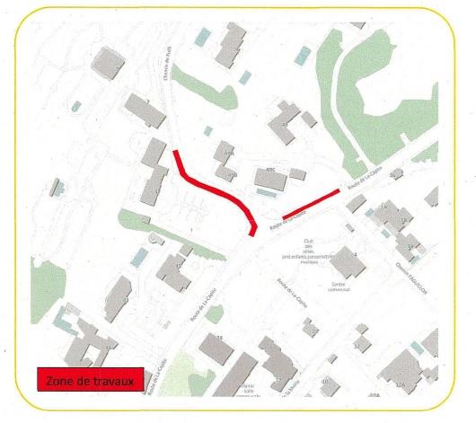 Carte des perturbation de mobilité du chantier SIG sur la route de La-Capite et le chemin de Ruth