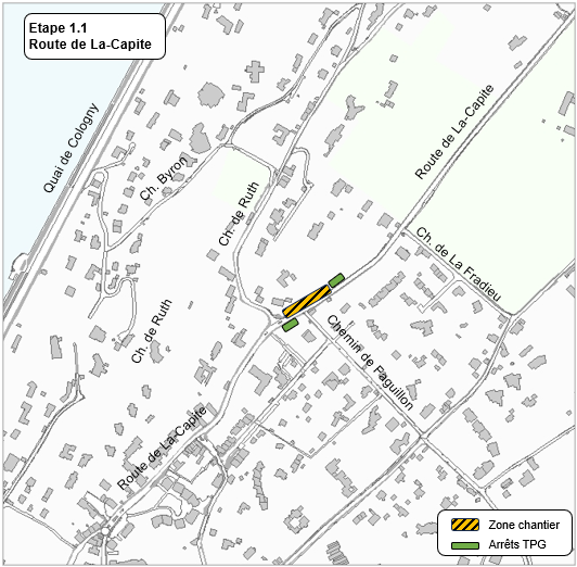 Carte des travaux à la Route de La-Capite (étape 1.1)