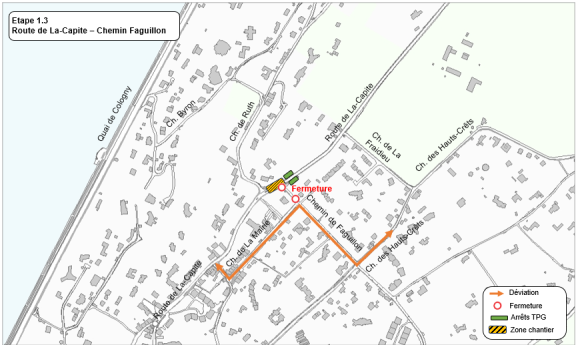 Carte des travaux à la Route de La-Capite (étape 1.3)