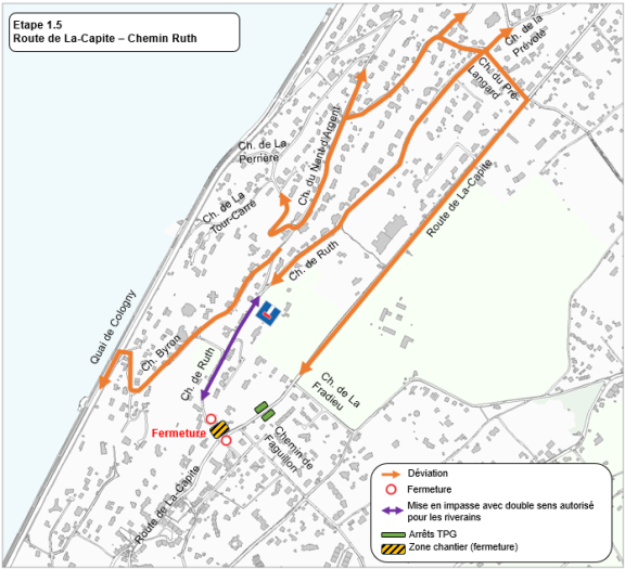 Carte des travaux à la Route de La-Capite (étape 1.5)