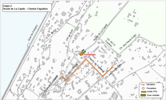 Carte des travaux à la Route de La-Capite (étape 2)
