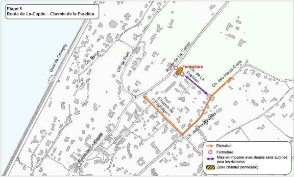 Carte des travaux à la Route de La-Capite (étape 5)