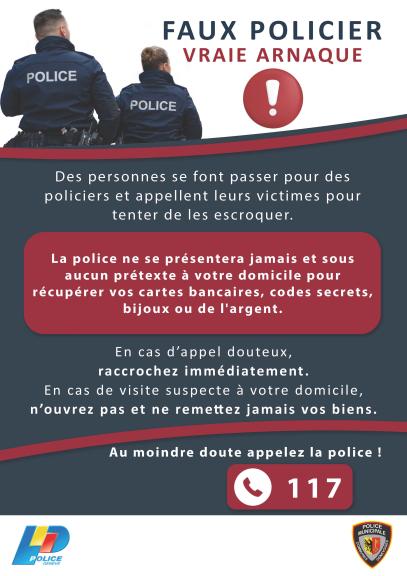 Affichette Faux policier - vraie arnaque