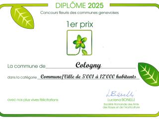 Diplôme du concours fleuri des communes genevoises 2025 (1er prix)