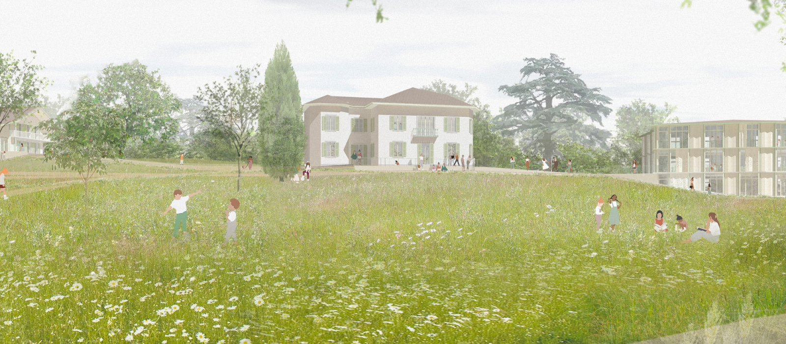 Illustration concours des Fours (vue de la Maison du 16 chemin des Fours à Cologny)
