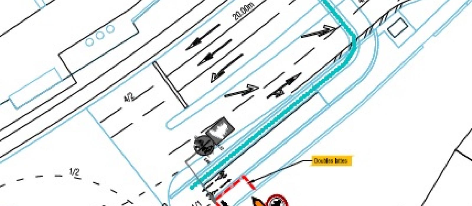 Itinéraire piétons à la place de Traînant