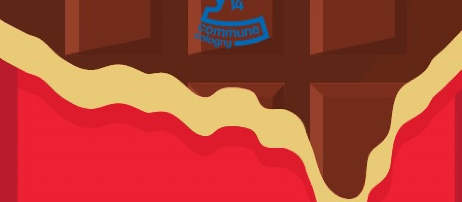 tablette de chocolat partiellement emballée aux couleurs de la Suisse