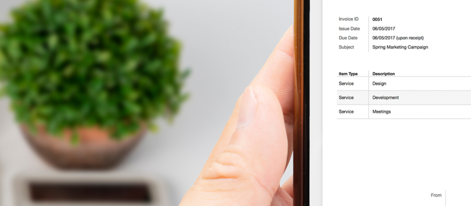 illustration d'une e-facture sur un écran de téléphone mobile