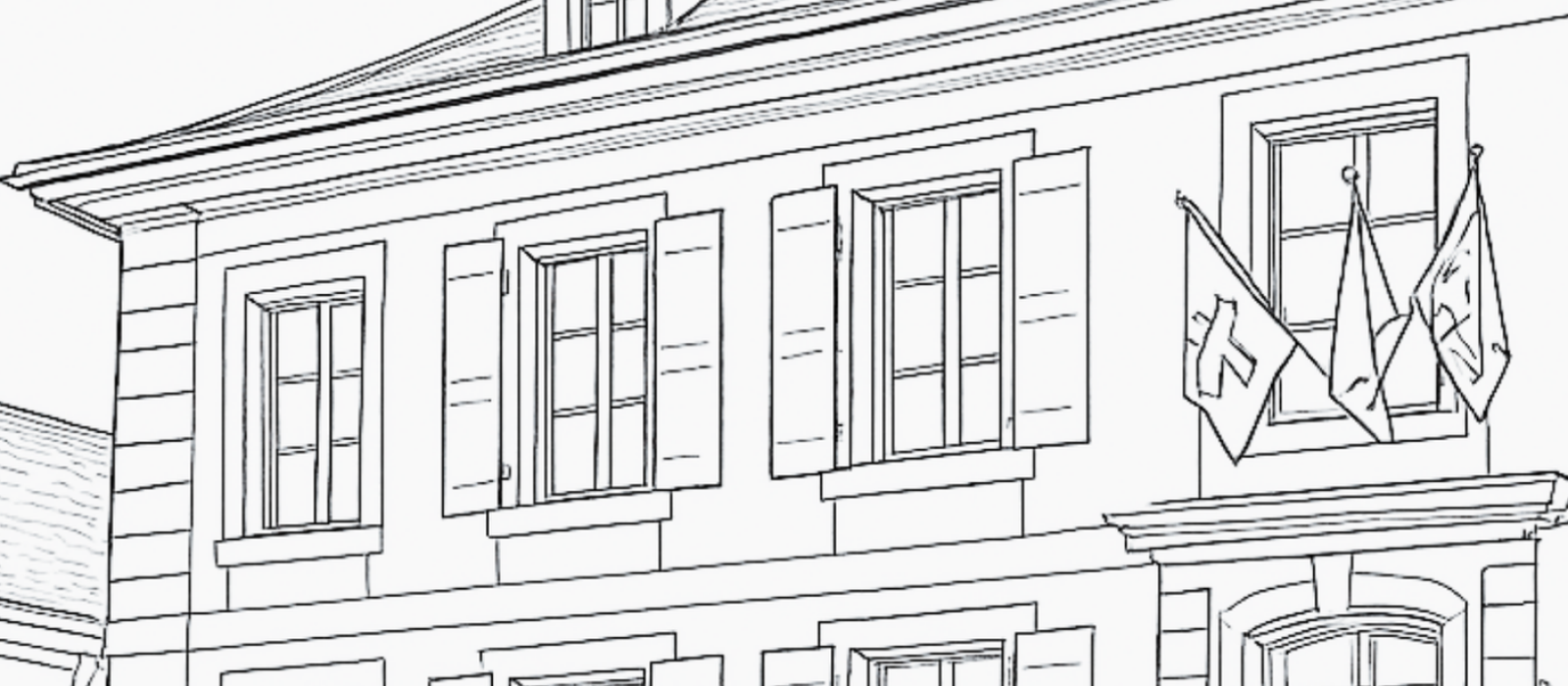 Façade de la Mairie de Cologny - dessin au trait uniquement
